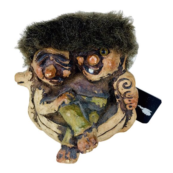 Vintage Fosse-Troll #118 In Norway Handmade Fantasy Conjoined Double Head Troll - Picture 1 of 7